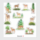 Deer and Trees Custom-Cut Vinyl Sticker (Vel)
