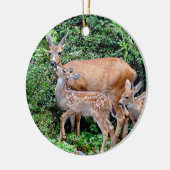 Deer and Twin Fawns Animal Family Keramisch Ornament (Links)