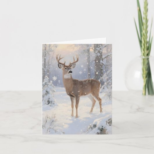 Deer and Winter Magic Christmas Feestdagen Kaart (Voorkant)