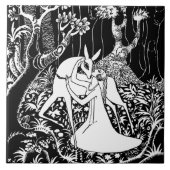 DEER AND WOMAN DECORATIVE TILE TEGELTJE (Voorkant)