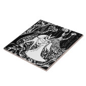 DEER AND WOMAN DECORATIVE TILE TEGELTJE (Zijkant)