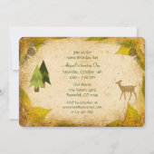 Deer and Woodland Animals 1e Birthday Invitation Kaart (Achterkant)