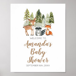 Deer animal adventure Camper Baby shower Welkom Poster