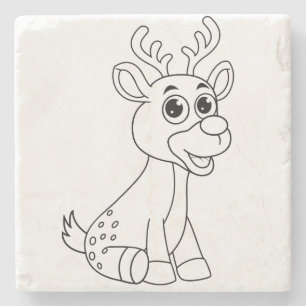 Deer Animal Fawn Baby Young Animal Cute Briefkaart Stenen Onderzetter