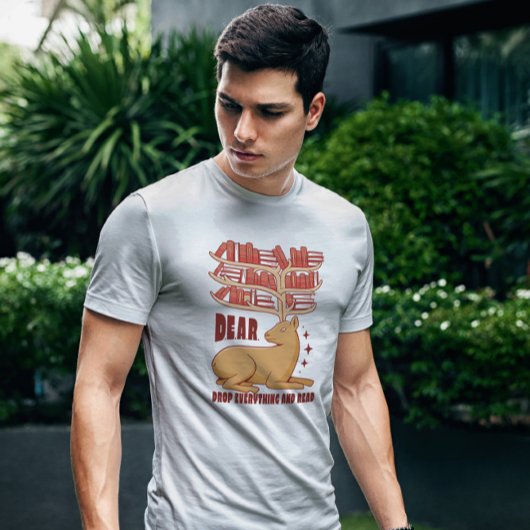 Deer Animal met boekbibliotheek T-shirt