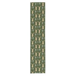 Deer Antler Arrow Forest Green Pattern Korte Tafelloper