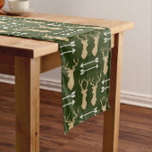 Deer Antler Arrow Forest Green Pattern Korte Tafelloper (Voorbeeld)
