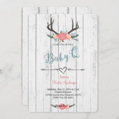 Deer Antler Baby Q Douche uitnodiging (Voorkant / Achterkant)