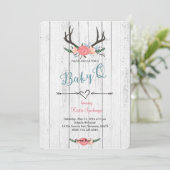 Deer Antler Baby Q Douche uitnodiging (Staand voorkant)