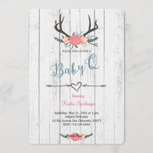 Deer Antler Baby Q Douche uitnodiging