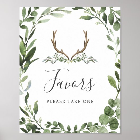Deer Antler Baby shower Favors Sign. Poster (Voorkant)
