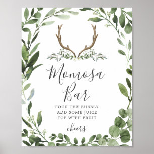 Deer Antler Baby shower Mimosa Bar Poster