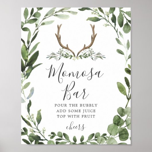 Deer Antler Baby shower Mimosa Bar Poster (Voorkant)