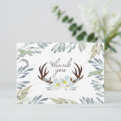 Deer Antler Blue Shower - Hartelijk dank Bedankkaart (Staand voorkant)