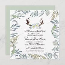 DEER ANTLER Boy Baby shower Invite - Square