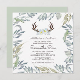 DEER ANTLER Boy Baby shower Invite - Square Kaart
