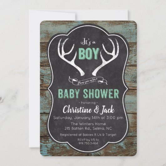 Deer Antler Boy Baby shower Kaart (Voorkant)