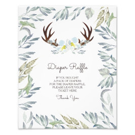 Deer Antler Boy Diaper Raffle Sign Foto Afdruk