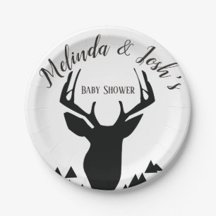 Deer Antler Buck Wild Baby shower Papieren Bordje
