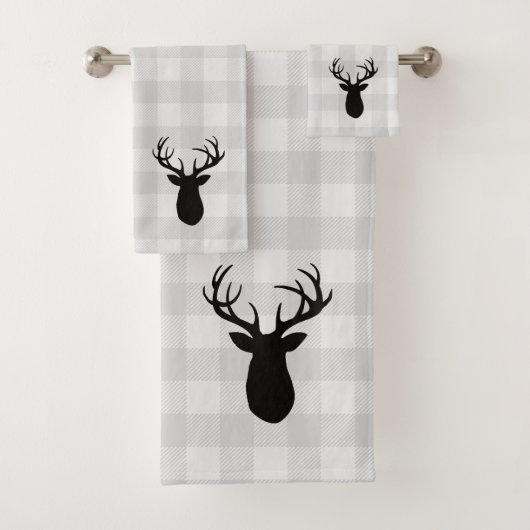 Deer Antler Cabin Check Patroon Badhanddoek Set Bad Handdoek (Insitu)