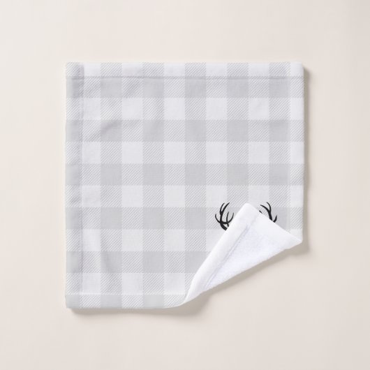 Deer Antler Cabin Check Patroon Badhanddoek Set Bad Handdoek (Wasdoekje)