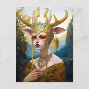 Deer Antler Crown Mask Fantasy Art Briefkaart