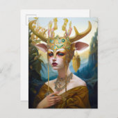 Deer Antler Crown Mask Fantasy Art Briefkaart (Voorkant / Achterkant)