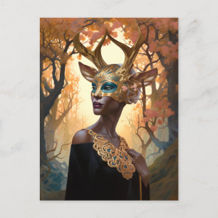 Deer Antler Crown Mask Fantasy Art Briefkaart