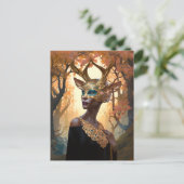 Deer Antler Crown Mask Fantasy Art Briefkaart (Staand voorkant)