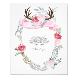 Deer Antler Diaper Raffle Sign Foto Afdruk