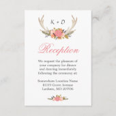 Deer Antler Floral Wedding Reception Direction Informatiekaartje (Voorkant)