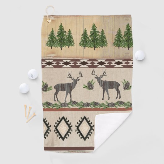 Deer Antler Forest Rustic Wooden Western Mountain Golfhanddoek (Insitu)