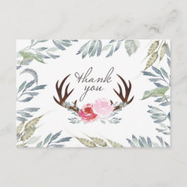 Deer Antler Girl Baby shower Dank je wel Bedankkaart