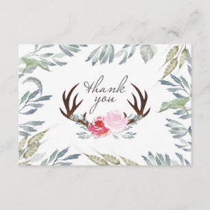Deer Antler Girl Baby shower Dank je wel Bedankkaart