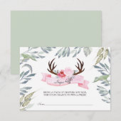 Deer Antler Girl Baby shower Diaper Raffle Informatiekaartje (Voorkant / Achterkant)