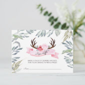 Deer Antler Girl Baby shower Diaper Raffle Informatiekaartje (Staand voorkant)