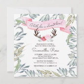 DEER ANTLER Girl Baby shower Invite - Square Kaart (Voorkant)