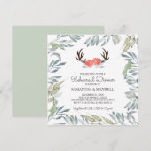 DEER ANTLER & Greenery Rehearsal Dinner Invite Kaart (Voorkant / Achterkant)