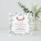 DEER ANTLER & Greenery Rehearsal Dinner Invite Kaart (Staand voorkant)