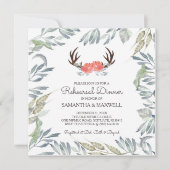 DEER ANTLER & Greenery Rehearsal Dinner Invite Kaart (Voorkant)