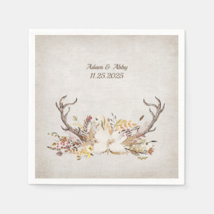 Deer Antler met bloemboeket Servet