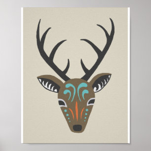 Deer Antler Modern Wildlife Totem Grafisch Poster