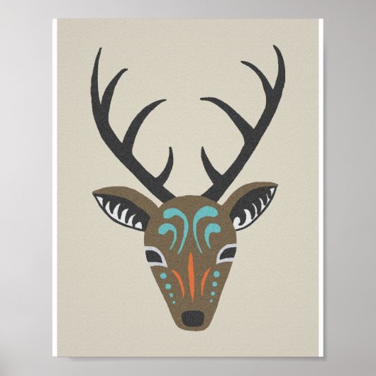Deer Antler Modern Wildlife Totem Grafisch Poster (Voorkant)