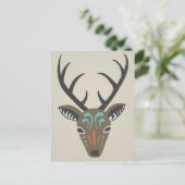 Deer Antler Modern Wildlife Tribal Totem Card Briefkaart (Staand voorkant)