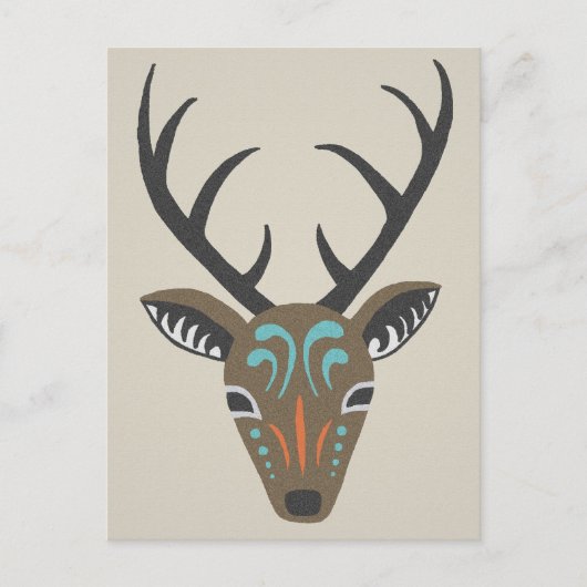 Deer Antler Modern Wildlife Tribal Totem Card Briefkaart (Voorkant)