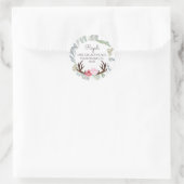Deer Antler Roze Roses Return Address Ronde Sticker (Tas)