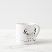 DEER ANTLER Rustic Sage Green Wedding Favor Espresso Kop (Voorkant rechts)