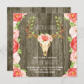 Deer Antler Rustic Wood Southwestern bruiloft Kaart (Voorkant / Achterkant)