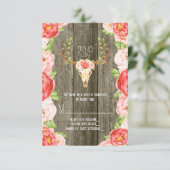 Deer Antler Rustic Wood Southwestern bruiloft RSVP Kaartje (Staand voorkant)