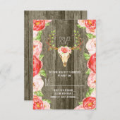 Deer Antler Rustic Wood Southwestern bruiloft RSVP Kaartje (Voorkant / Achterkant)